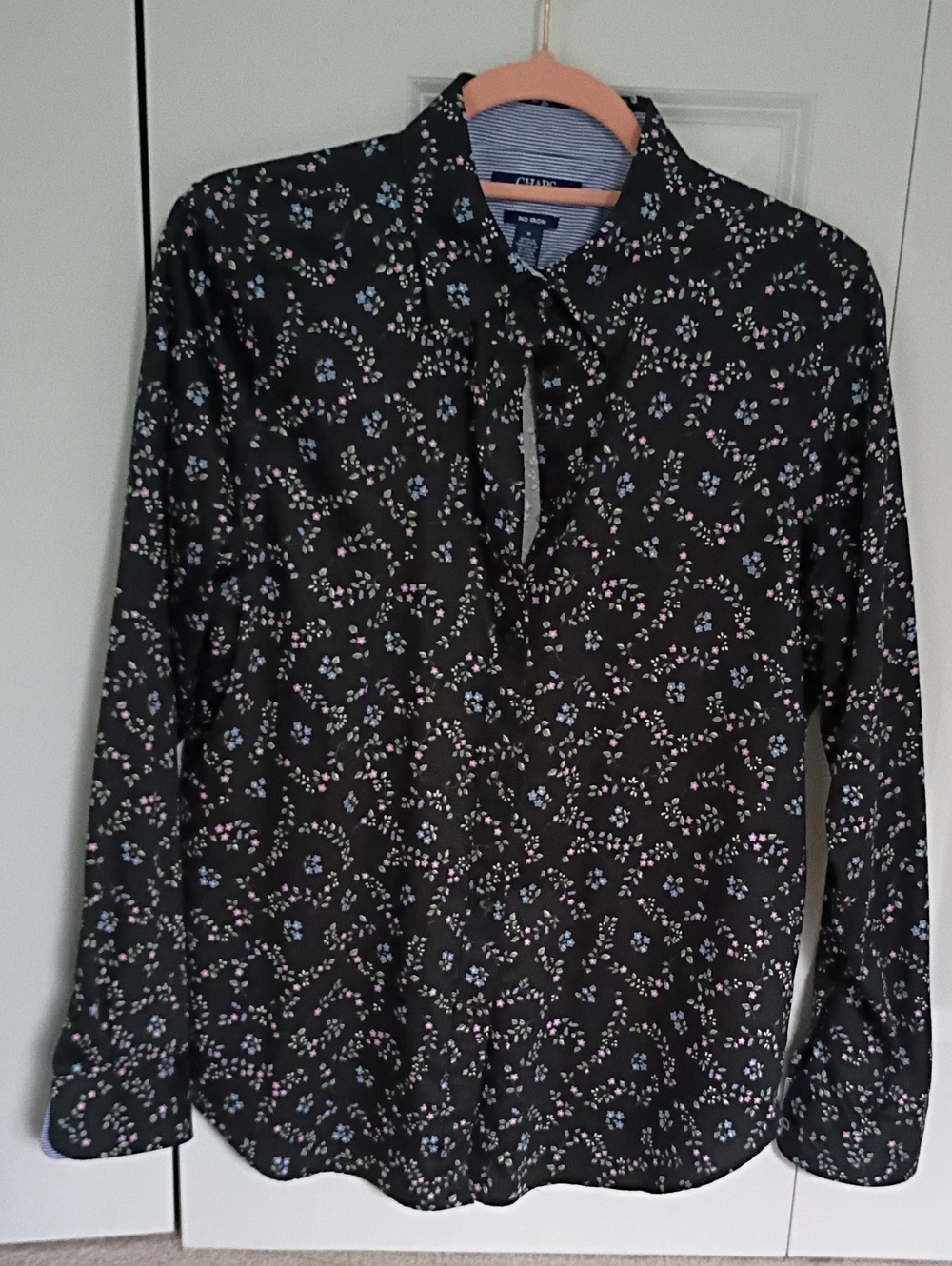 Chaps Women's Black Floral Button Down Shirt